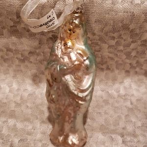 NWT VIRGIN MARY ORNAMENT GLASS TURQ BLUE